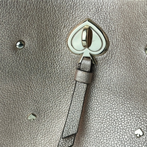 KATE SPADE NEW YORK Marti Spade Stud Small Bucket Bag - Golden Pea Metallic - Picture 11 of 16